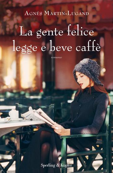 La gente felice legge e beve caffè